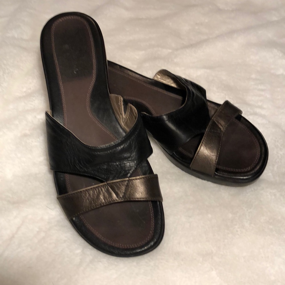 Cole Haan with Nike Air wedge slide sandal 9 1/2 black and bronze - Picture 2 of 6
